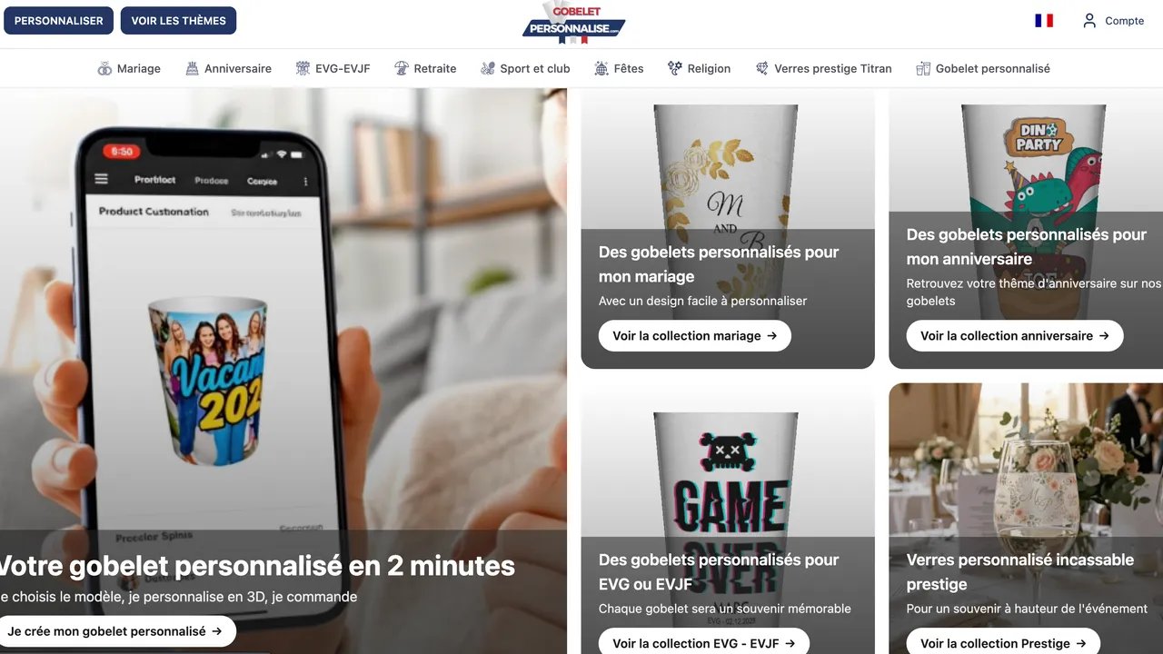 Capture du site Gobelet Personnalisé