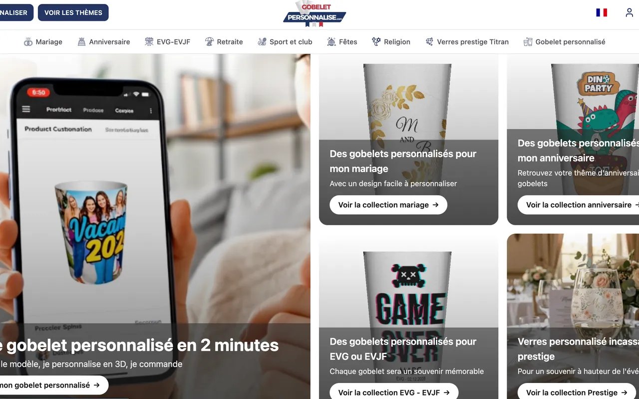 Capture du site Gobelet Personnalisé
